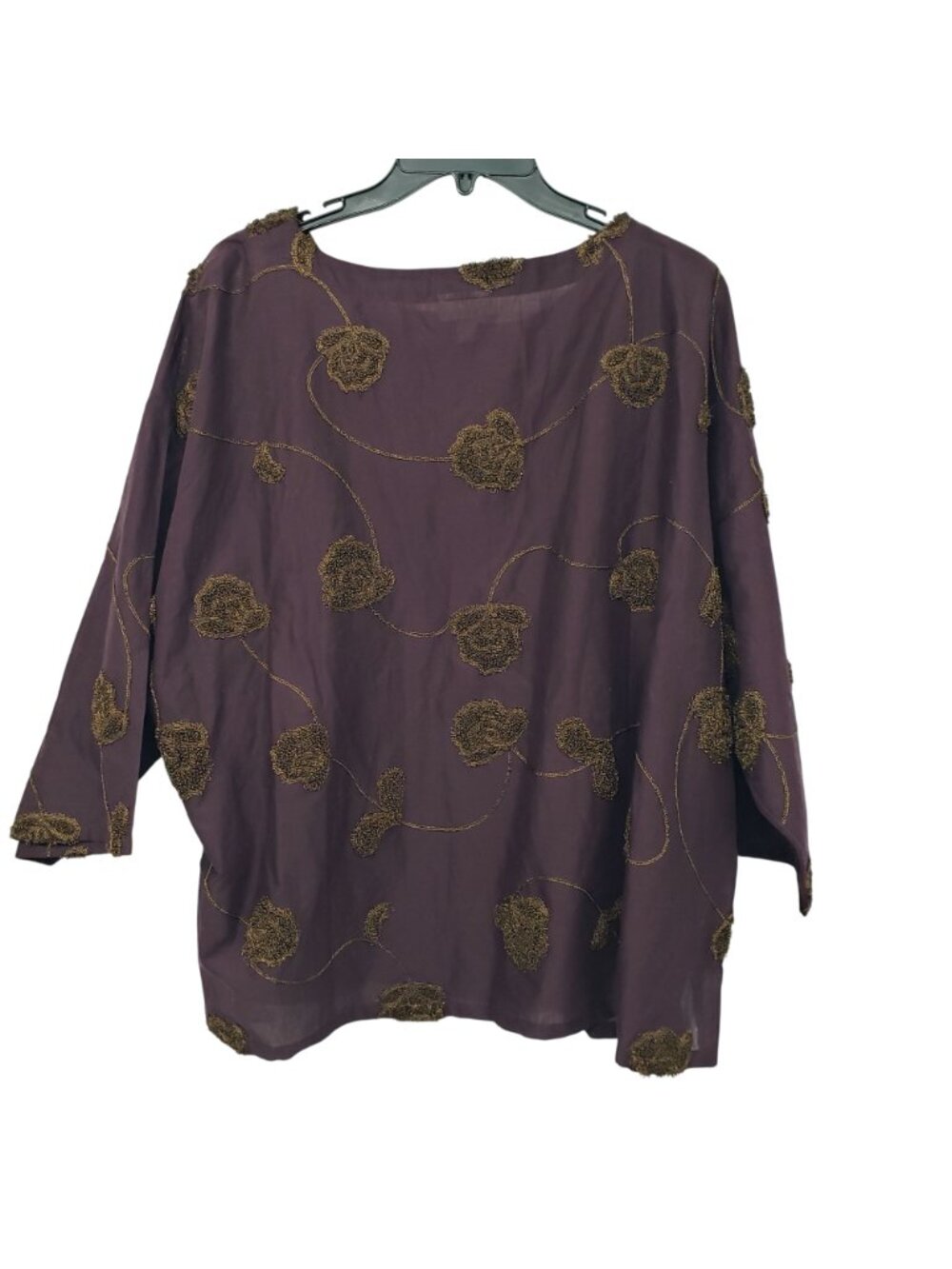 Pure Jill J Jill Valley Embroidered Purple Brown Top Fall Colors Boho Textured - Picture 4 of 11